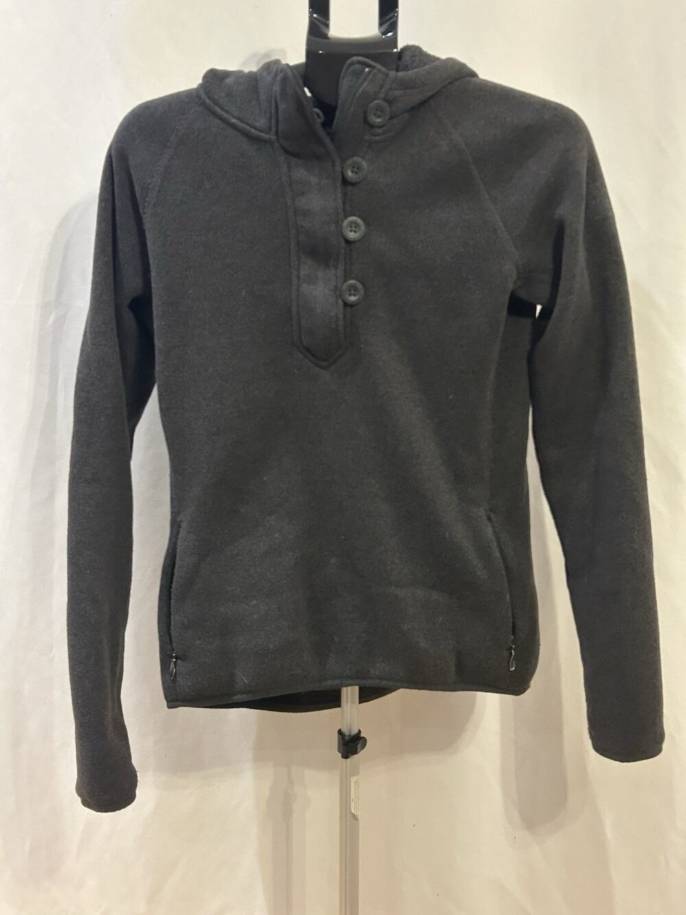 The North Face Hooded Gray Button-Up Henley Sweater Women's size L
